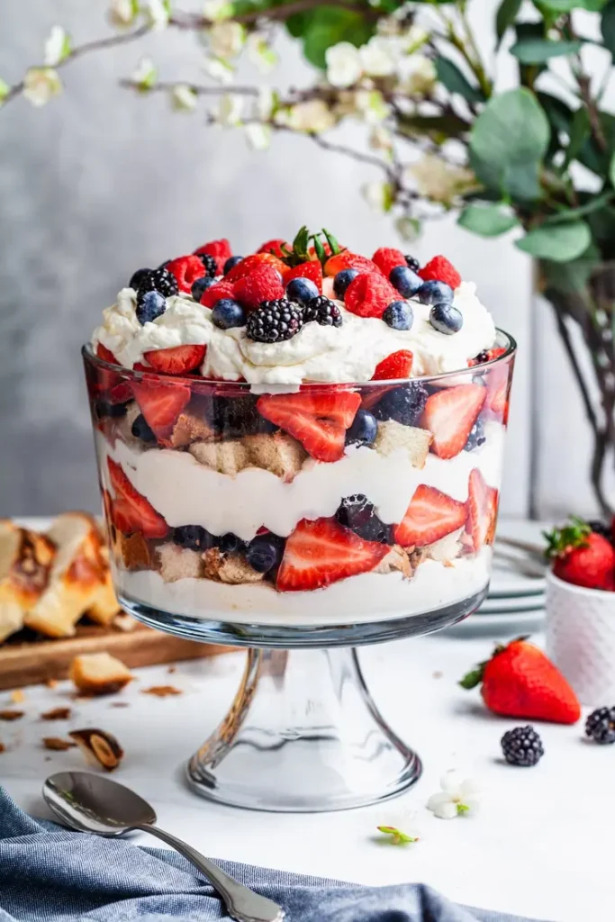 Mixed Berry Trifle by Olive & Mango - easy, no-bake dessert for memorial day. - 